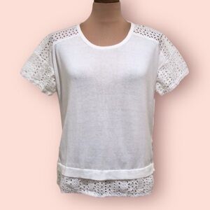 Madewell Short Sleeve Top Size Small White Eyelet